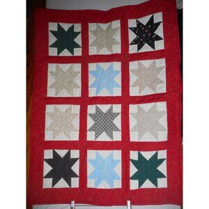 Vintage 1990s Quilted rectangle lap blanket or wall hanging Follow Your Star